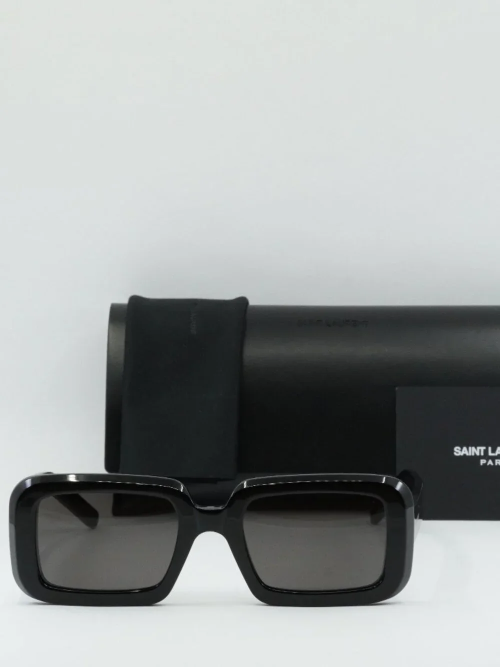 Saint Laurent SL534 SUNRISE 001 Rectangle Sunglasses - Shiny Black/Black